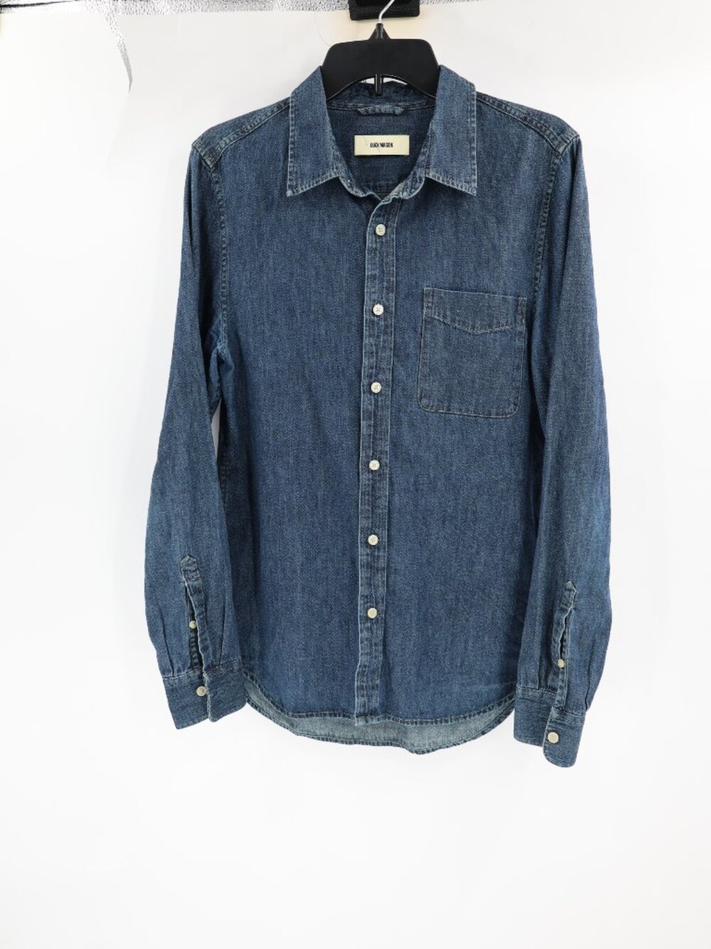 Buck Mason Shirt Men's XS Button Up Long Sleeve Denim Cotton Casual Blue pocket